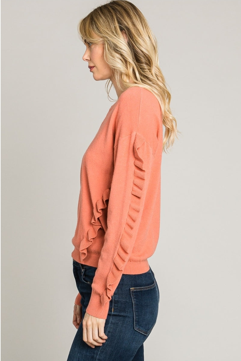 Ruffle Sleeve Pullover Dolman (2 Colors)