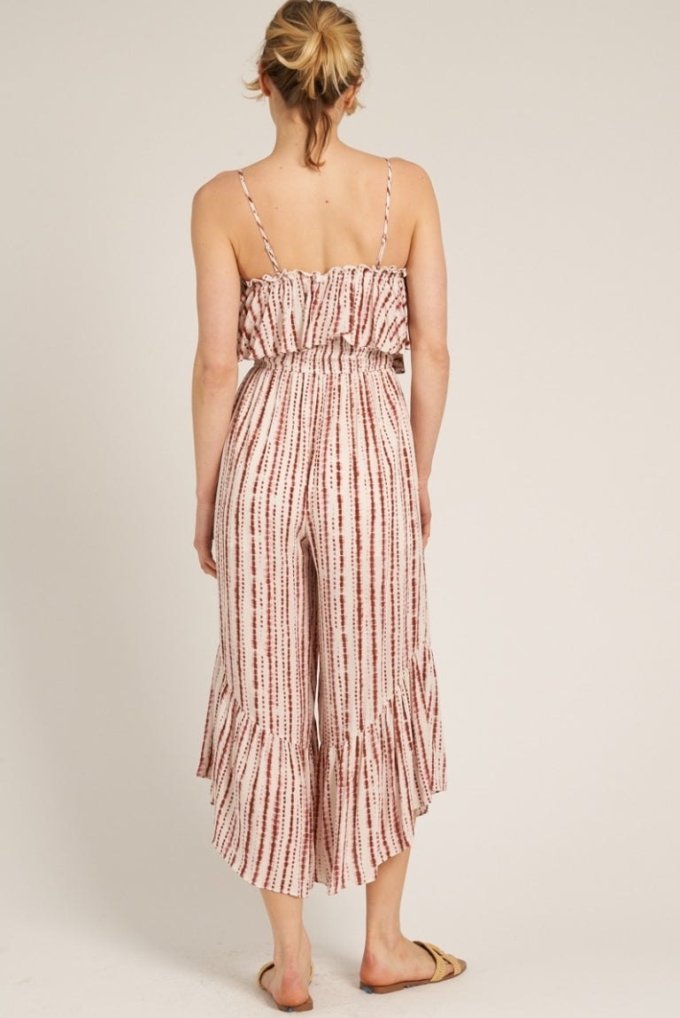 Ivory Brown Striped Wide Legged Jumpsuit