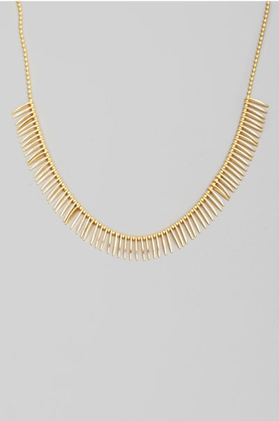 Metallic Bar Fringe Necklace