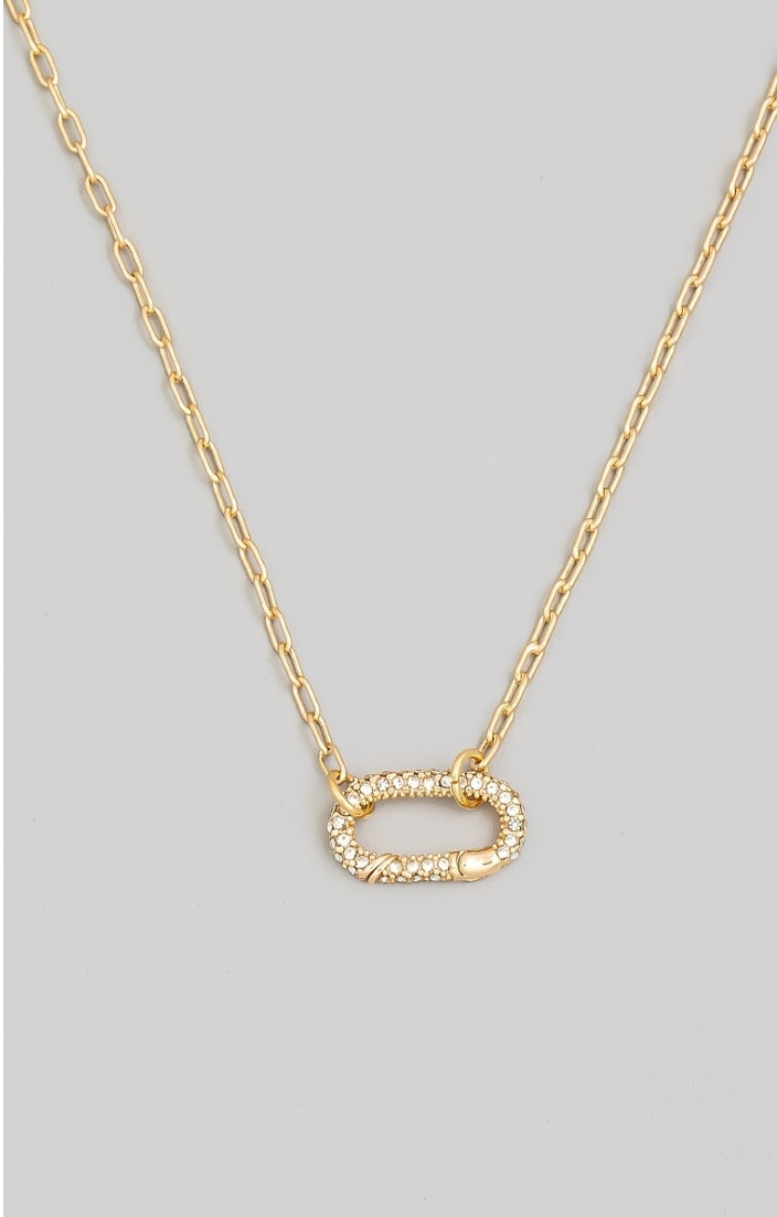 Pave Oval Pendant Necklace (2 Colors)