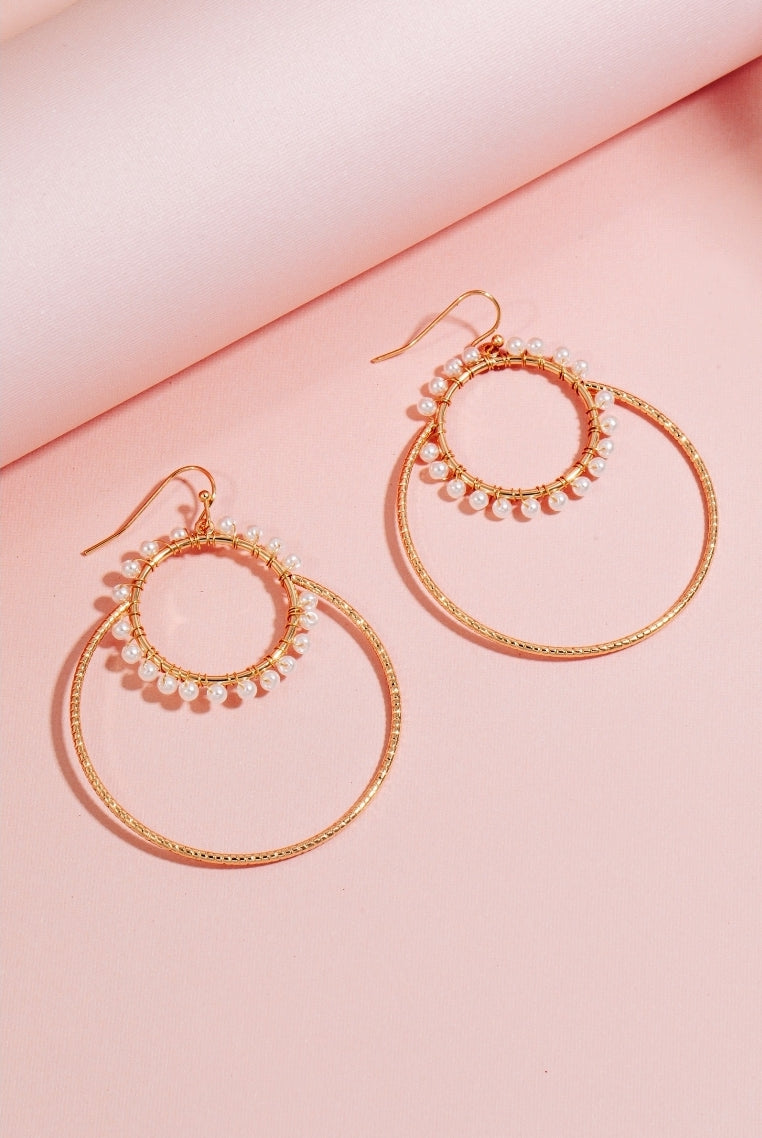 Pearl Hoop Dangle Earrings