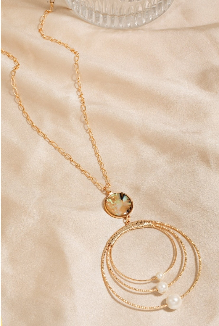 Pearl And Shell Hoop Necklace