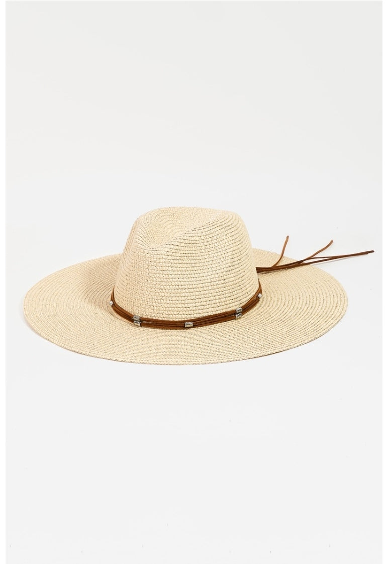 Braided Leather Band Straw Hat ( 2 Colors)