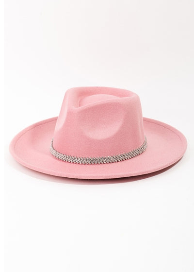 Braided Rhinestone Chain Fedora Hat (3 colors)