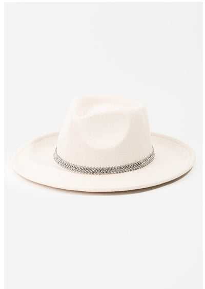 Braided Rhinestone Chain Fedora Hat (3 colors)