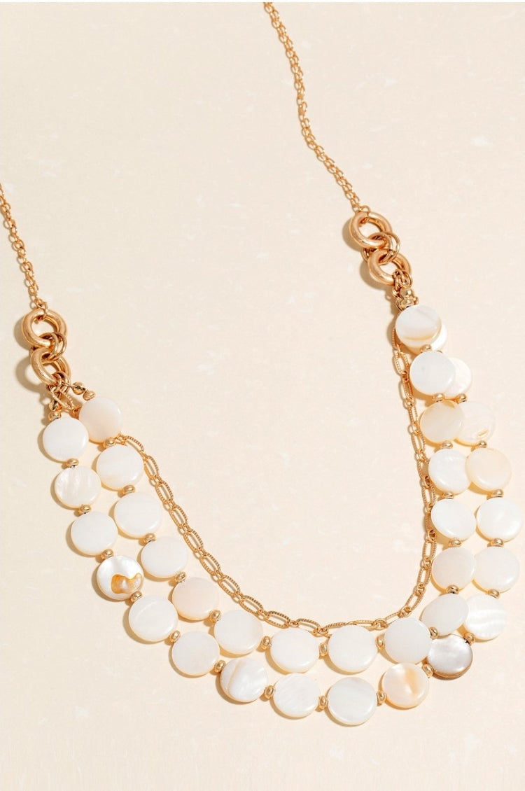 Layered Shell Disc Necklace