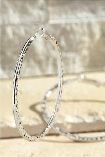 Textured Hammered Metal Hoop Earrings (2 Colors)