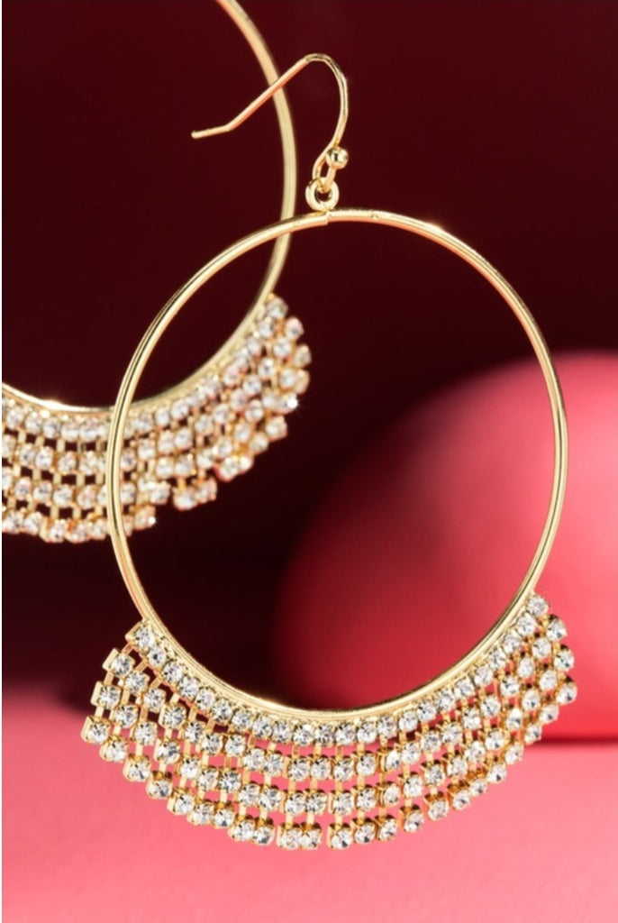 Gold Brass Crystal Fringe Earring