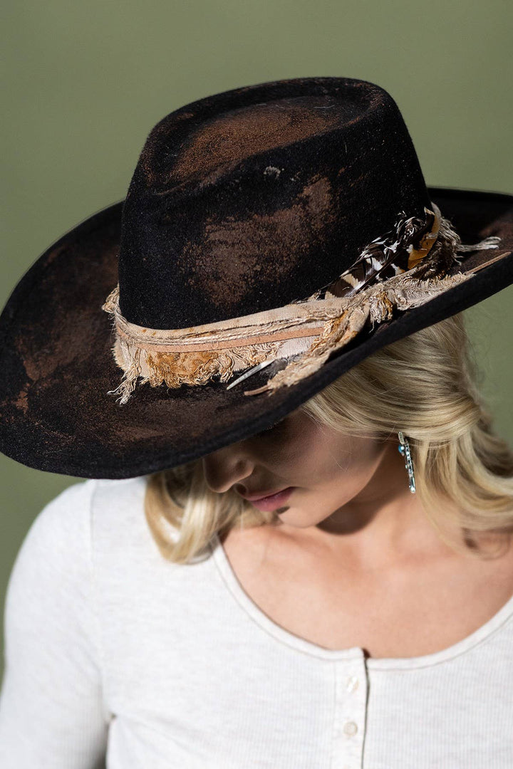 Vintage Black Versatile Shapeable Cowgirl Hat