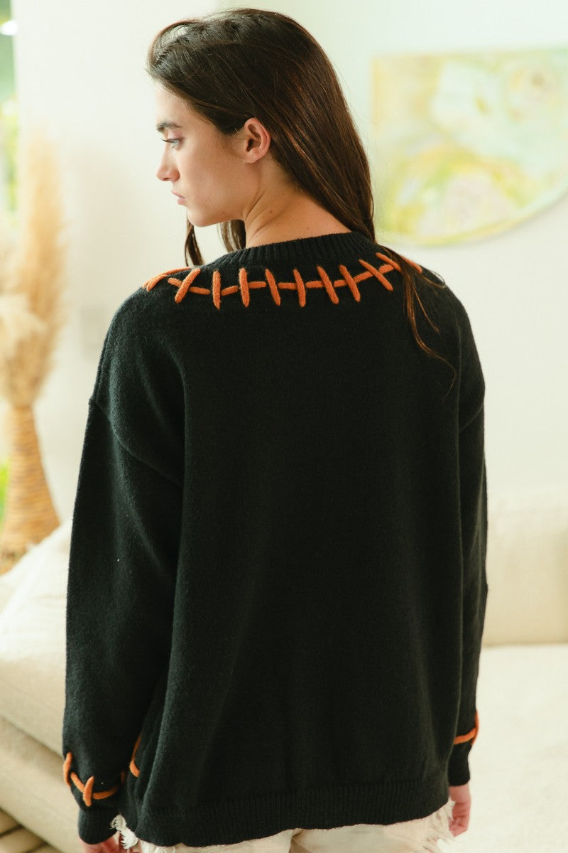 Stitched Ghost Spooky Sweater