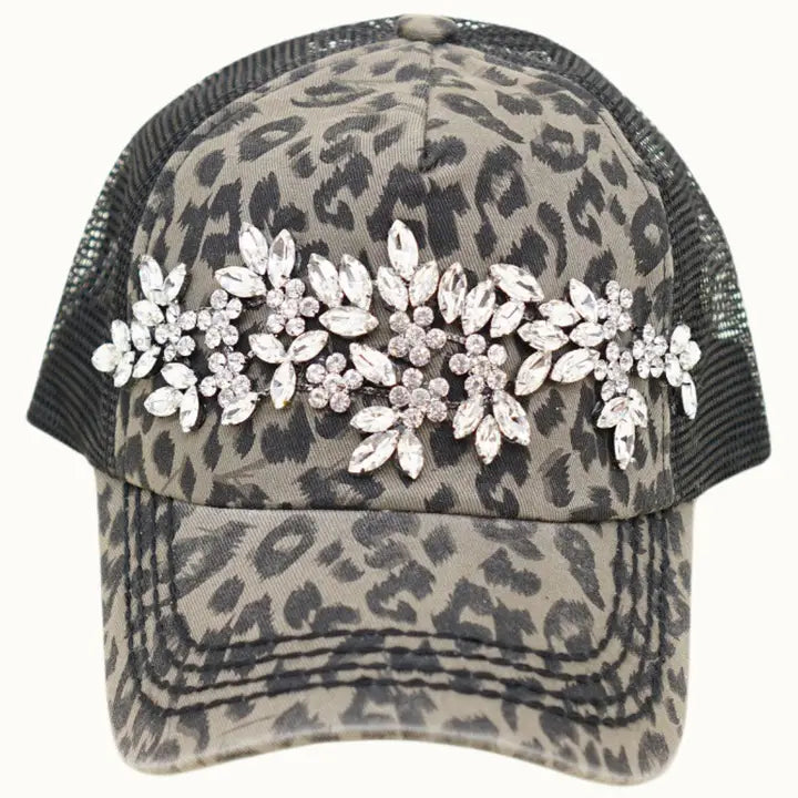 Floral Glitz Leopard Trucker Hat