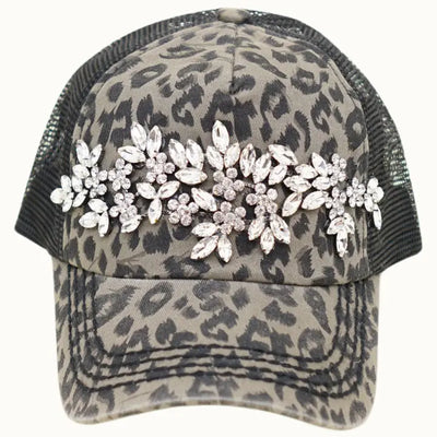 Floral Glitz Leopard Trucker Hat