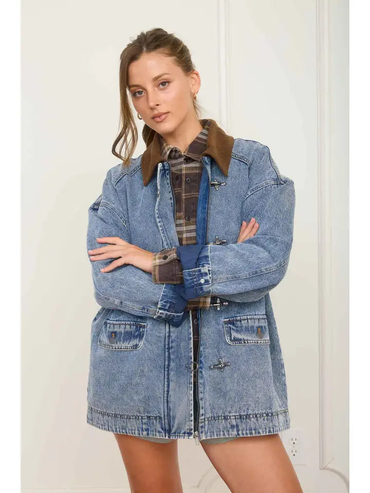 Denim Contrast Latch Jacket