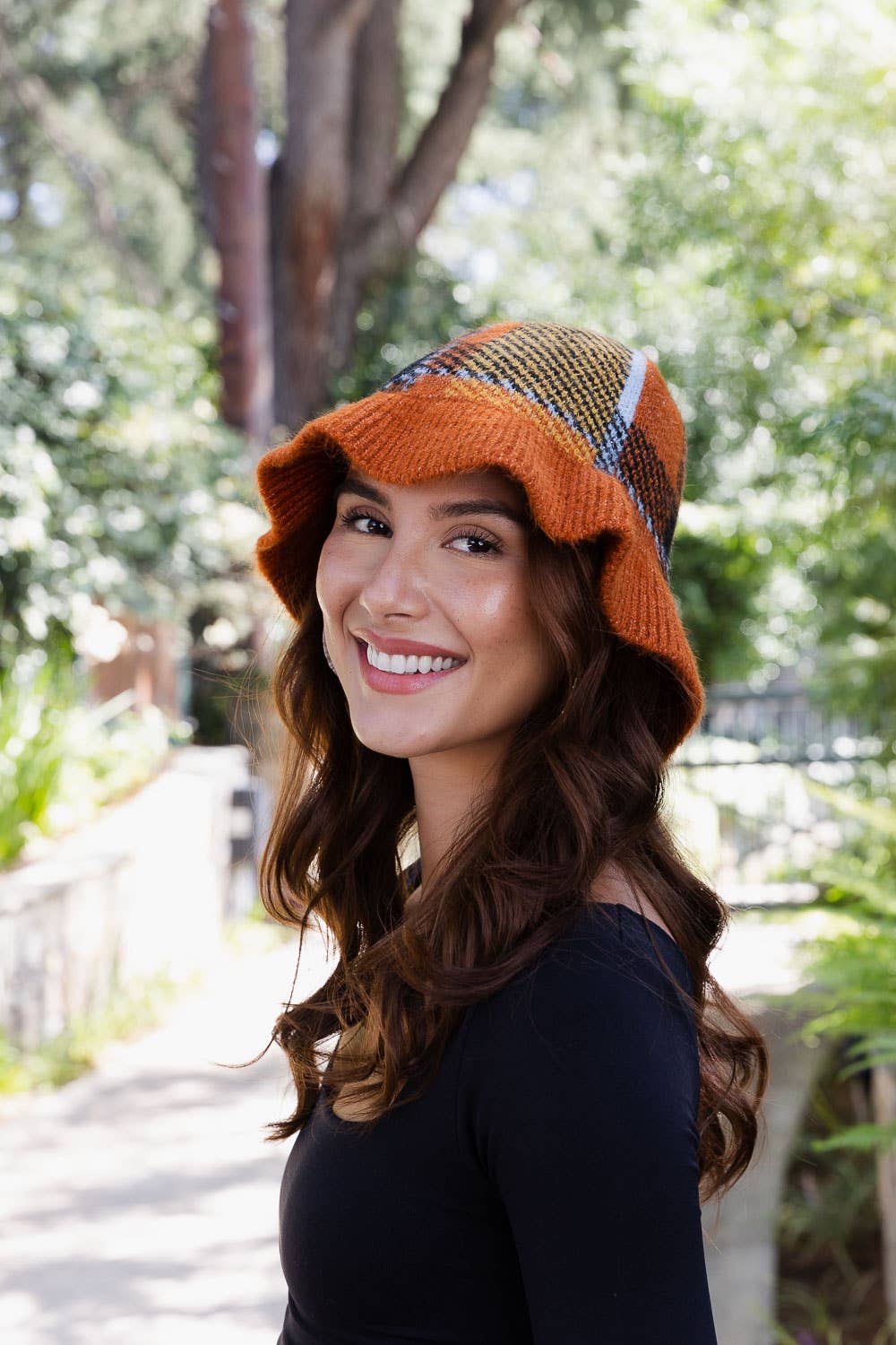 Plaid Bucket Hat Style Beanie (2 Colors)
