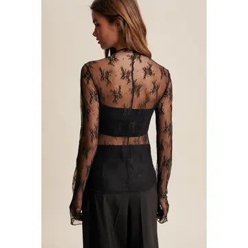 Black Lace Long Sleeve Top