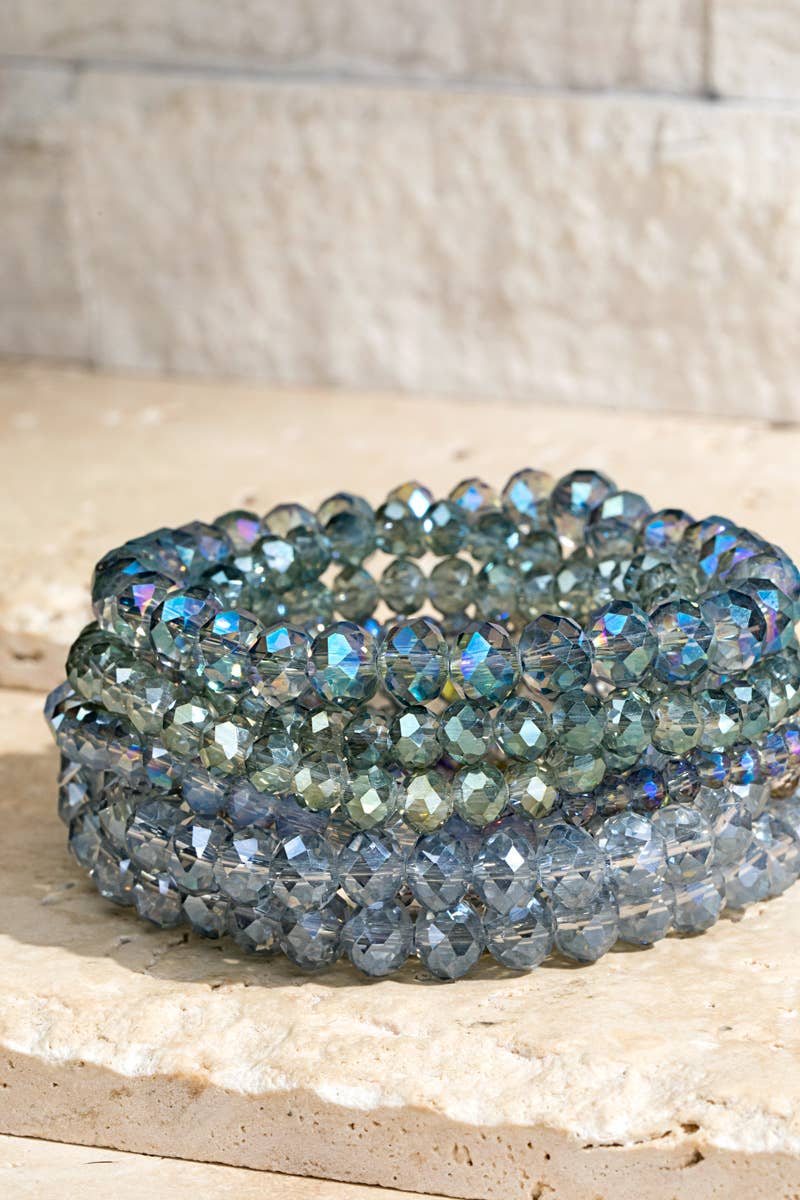 Glass Bead 9 Set Bracelet (4 Colors)