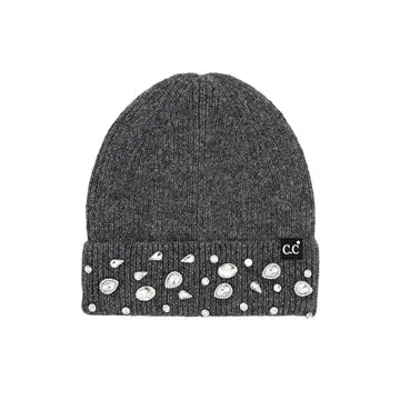 Rhinestone Charm Cuff Beanie by CC Label