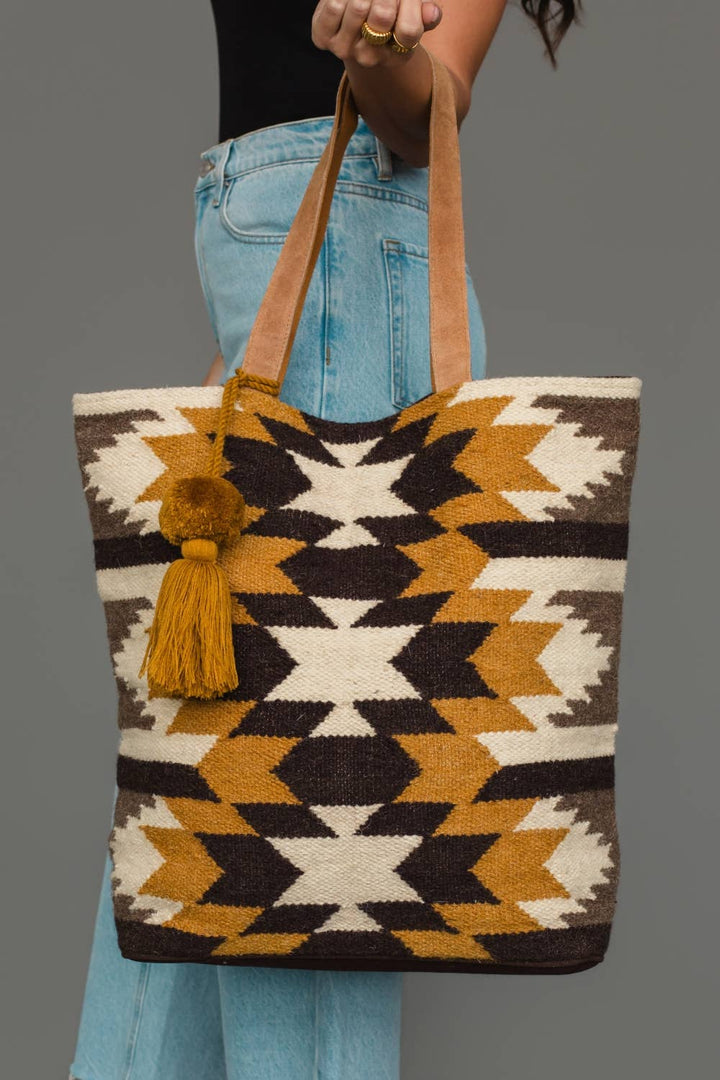Aztec Camel &amp; Black Western Tote