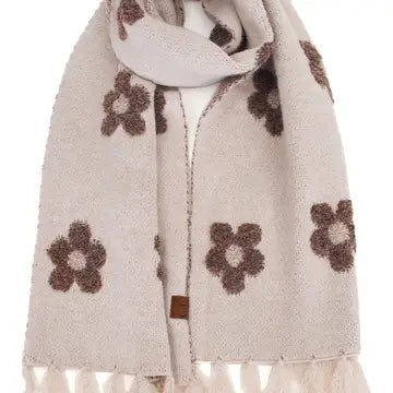 Daisy Knit Fringe Scarf
