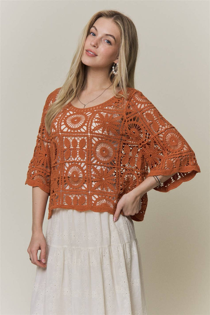 Rustic Bloom Crochet Top