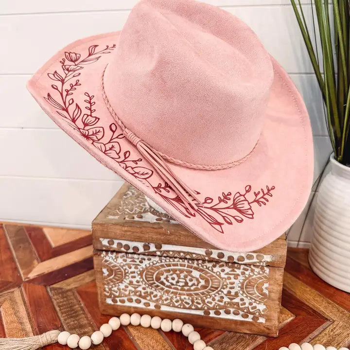 Dusty Pink Floral Cowboy Hat