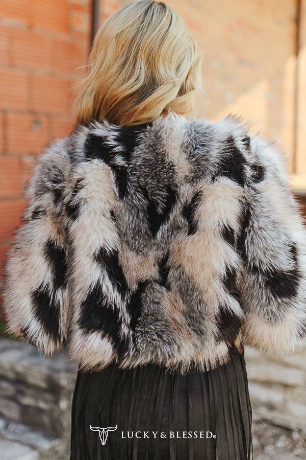 Marbled Faux Fur Statement Jacket