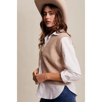 Cozy Up Oatmeal Knit Button Up Vest