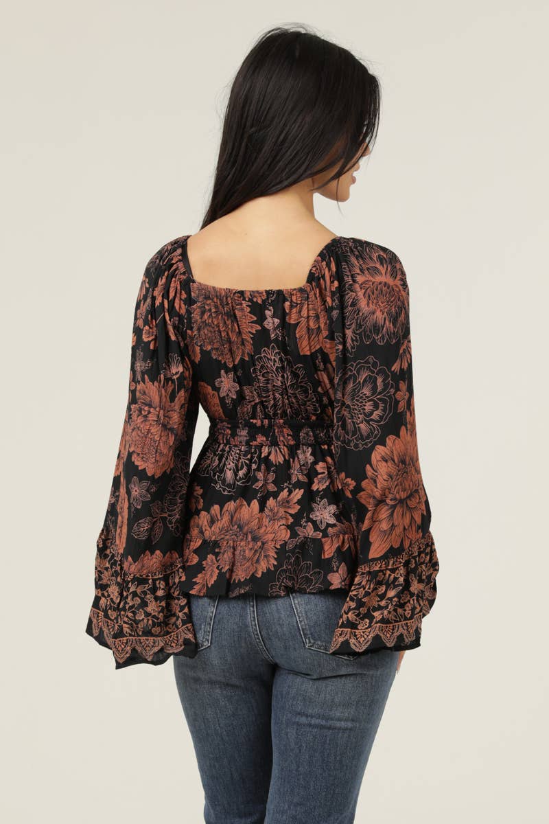 Dark Fall Oasis Bell Sleeve Top