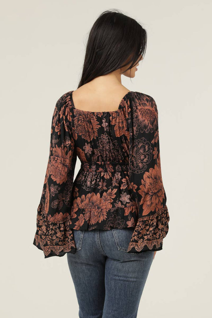 Dark Fall Oasis Bell Sleeve Top