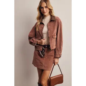 Washed Fresh Terracotta Corduroy Jacket