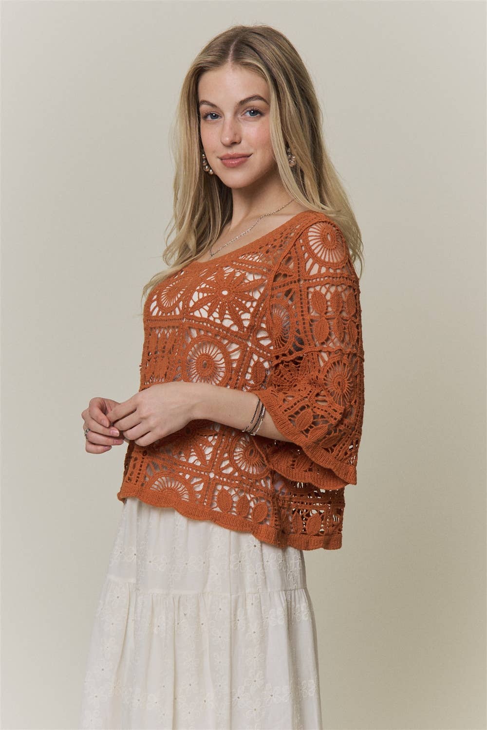 Rustic Bloom Crochet Top