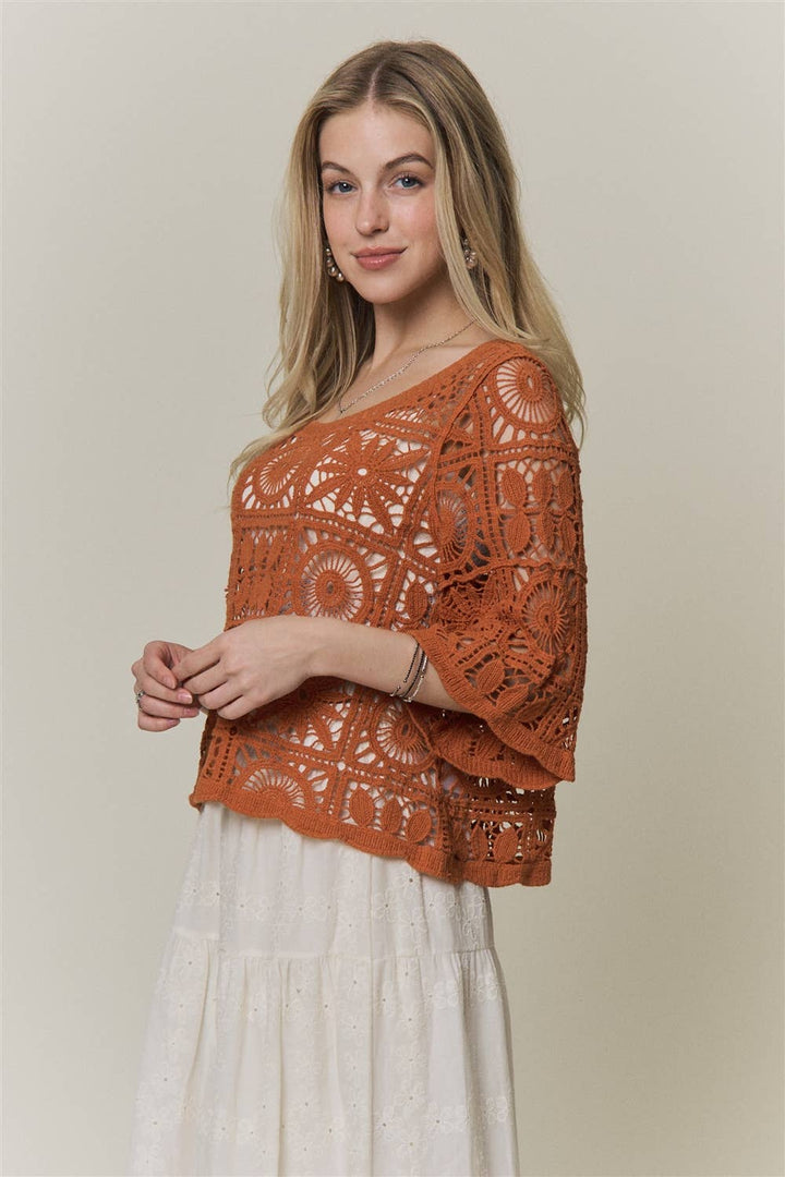 Rustic Bloom Crochet Top