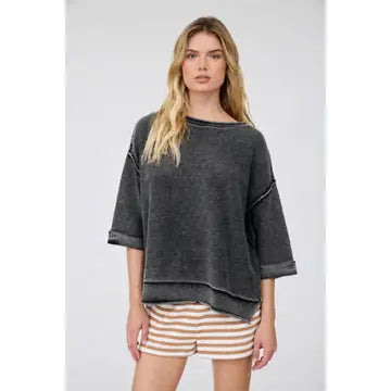 Charcoal Weighted Inverted Seam Sweater