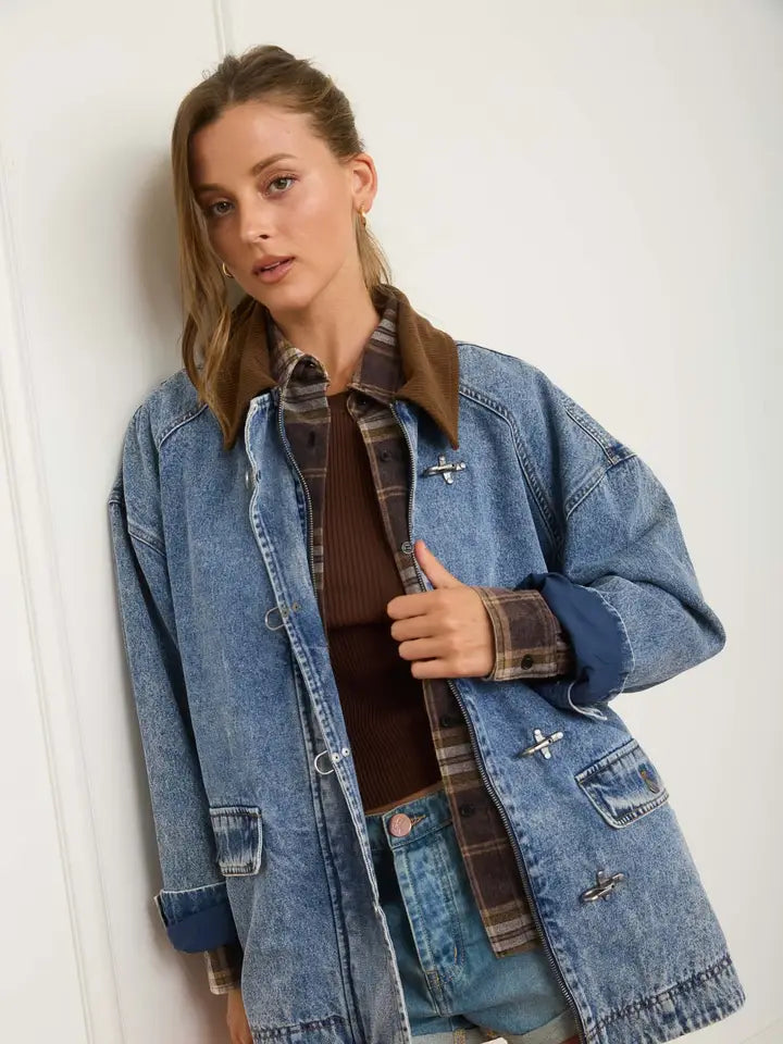 Denim Contrast Latch Jacket