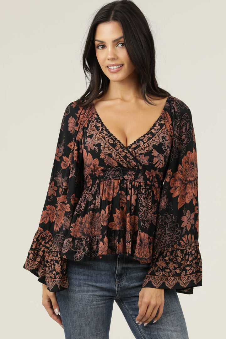 Dark Fall Oasis Bell Sleeve Top