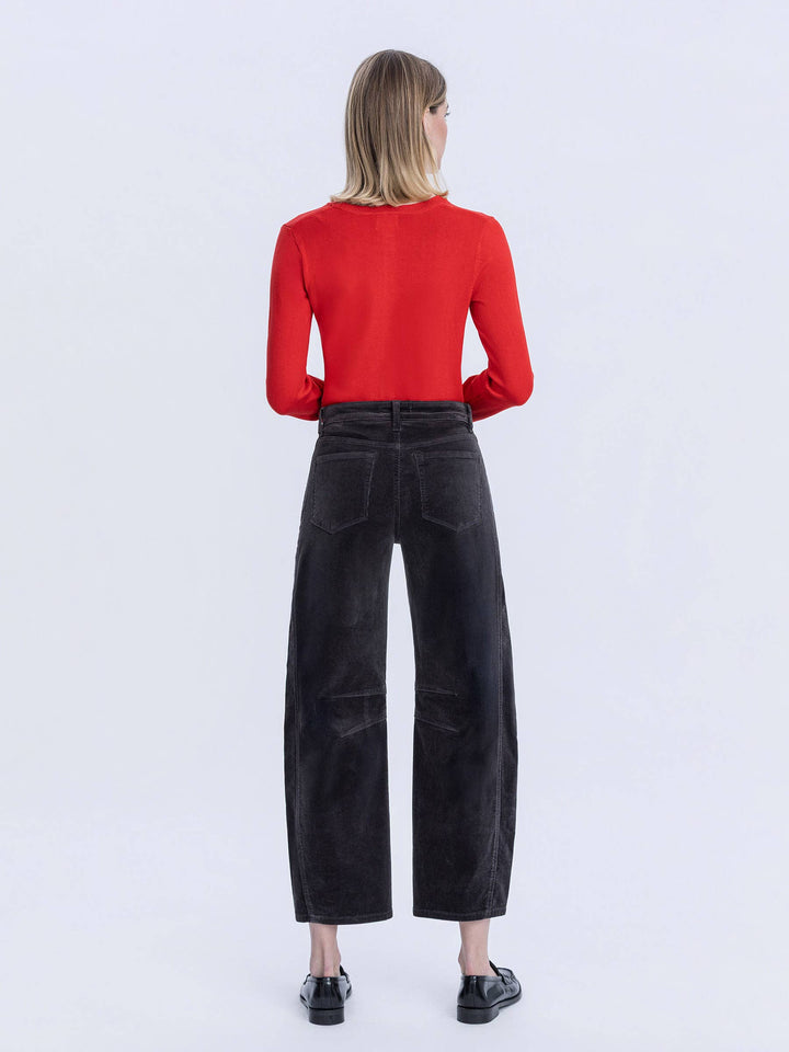 Katie Dark Grey Corduroy Barrel Pants by Vervet