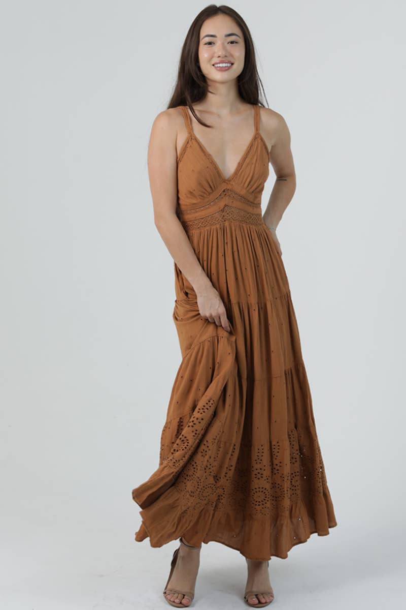 Desert Copper Bloom Maxi Dress