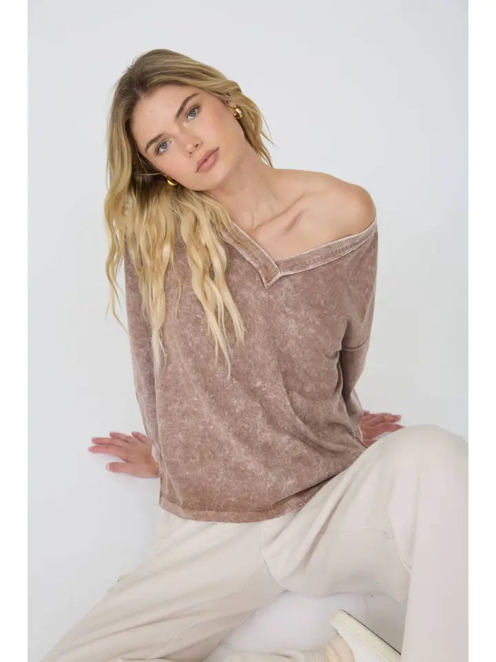 Cocoa Inverted Seam Knit Top