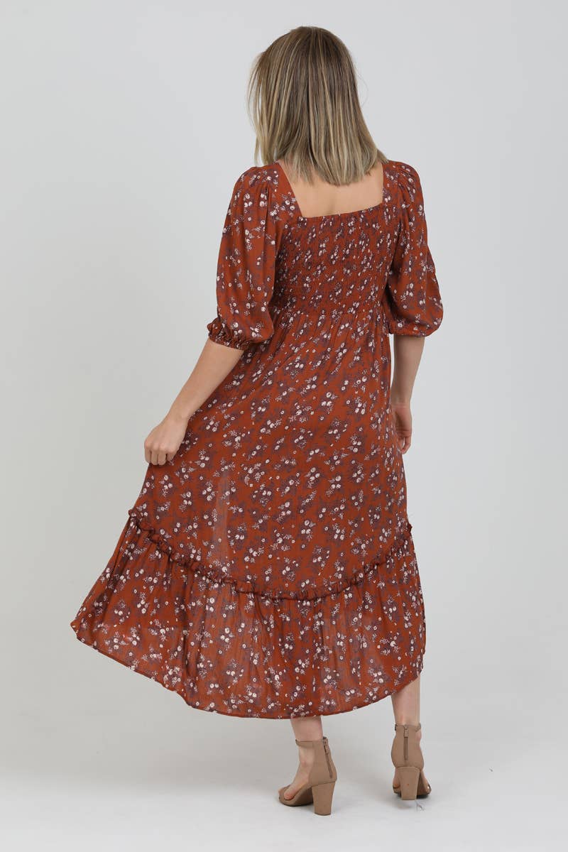 Fall Feel Brown Maxi Dress