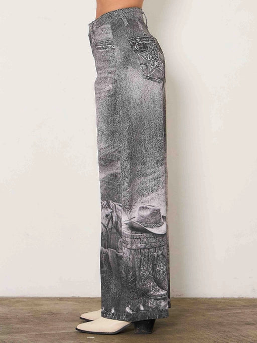 Western Black Horse Baggy Jeans