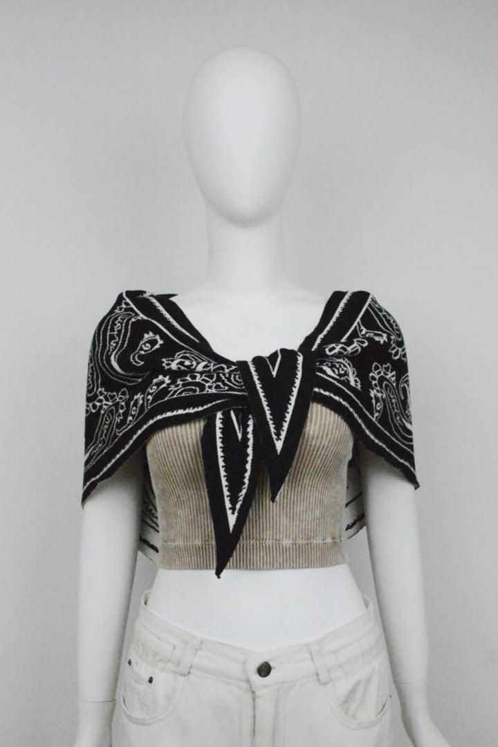 Paisley Knit Triangle Scarf Head Wrap (2 Colors)