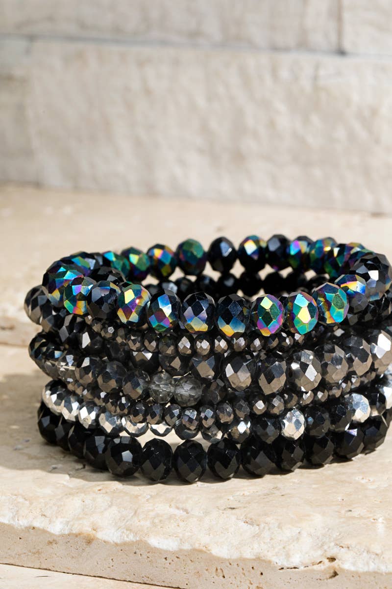 Glass Bead 9 Set Bracelet (4 Colors)