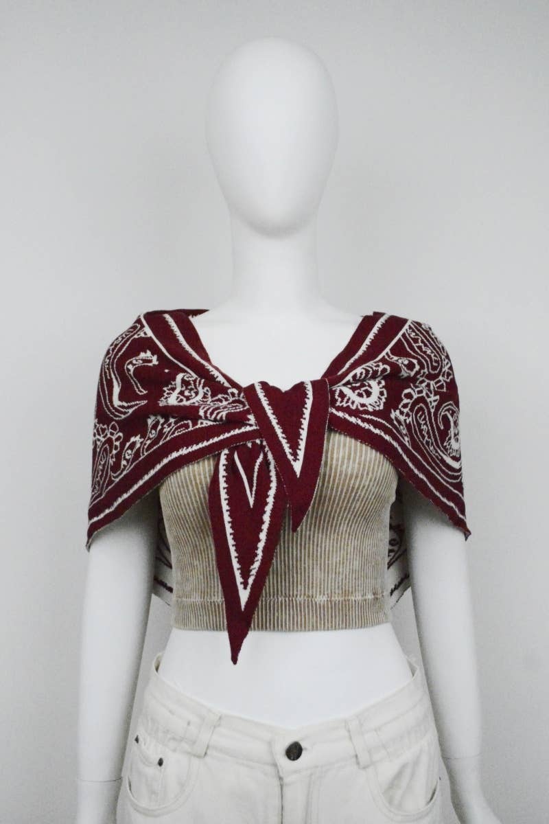 Paisley Knit Triangle Scarf Head Wrap (2 Colors)