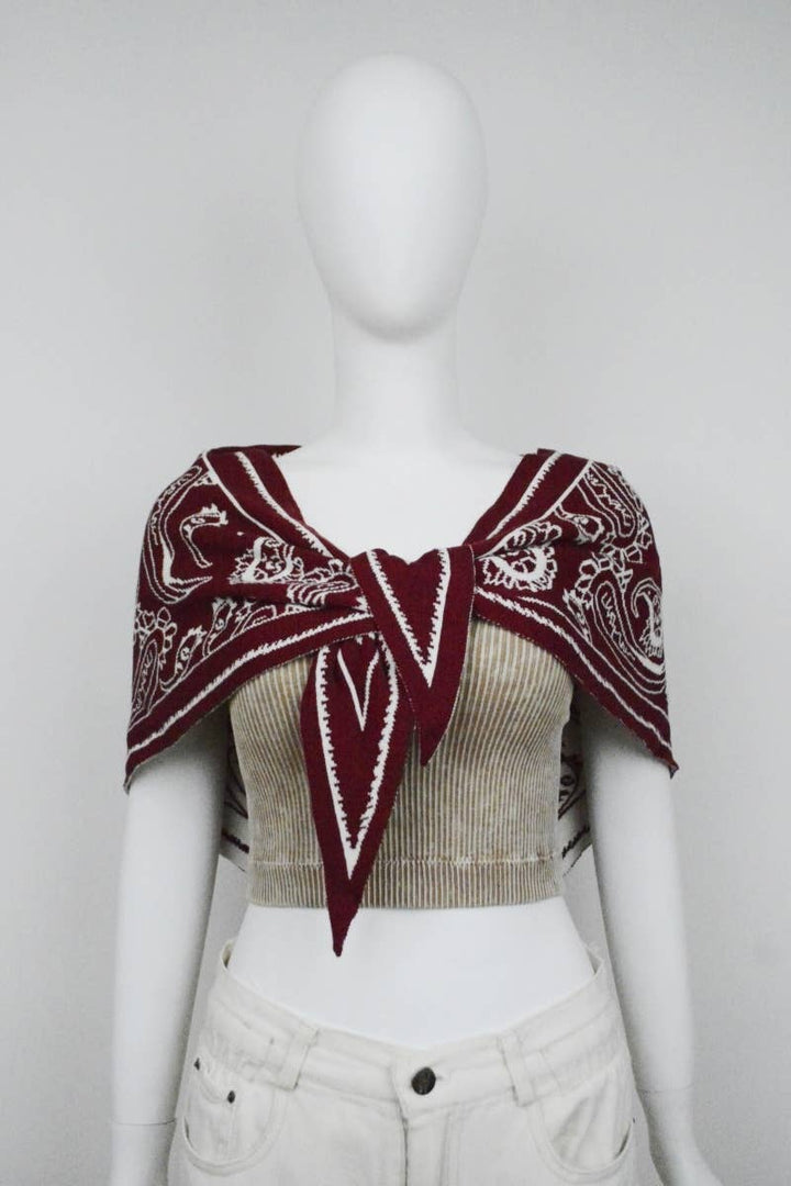 Paisley Knit Triangle Scarf Head Wrap (2 Colors)