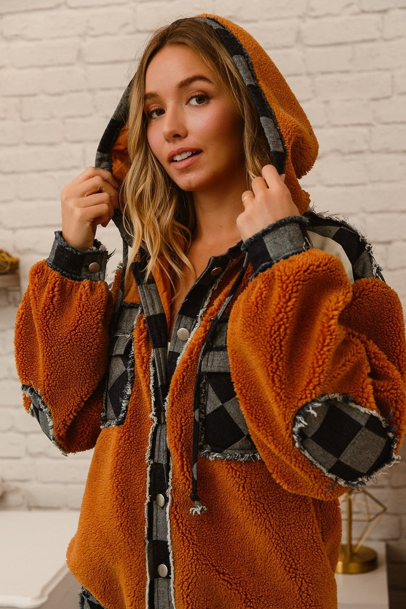 Carmel Checkered Fleece Outerwear