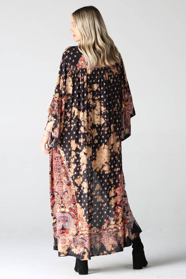 Bleached Tie Dye Kimono