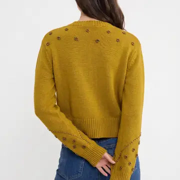 Gromet Studded Olive Cardigan