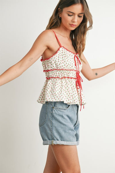 Cherry Blossom Tie Top