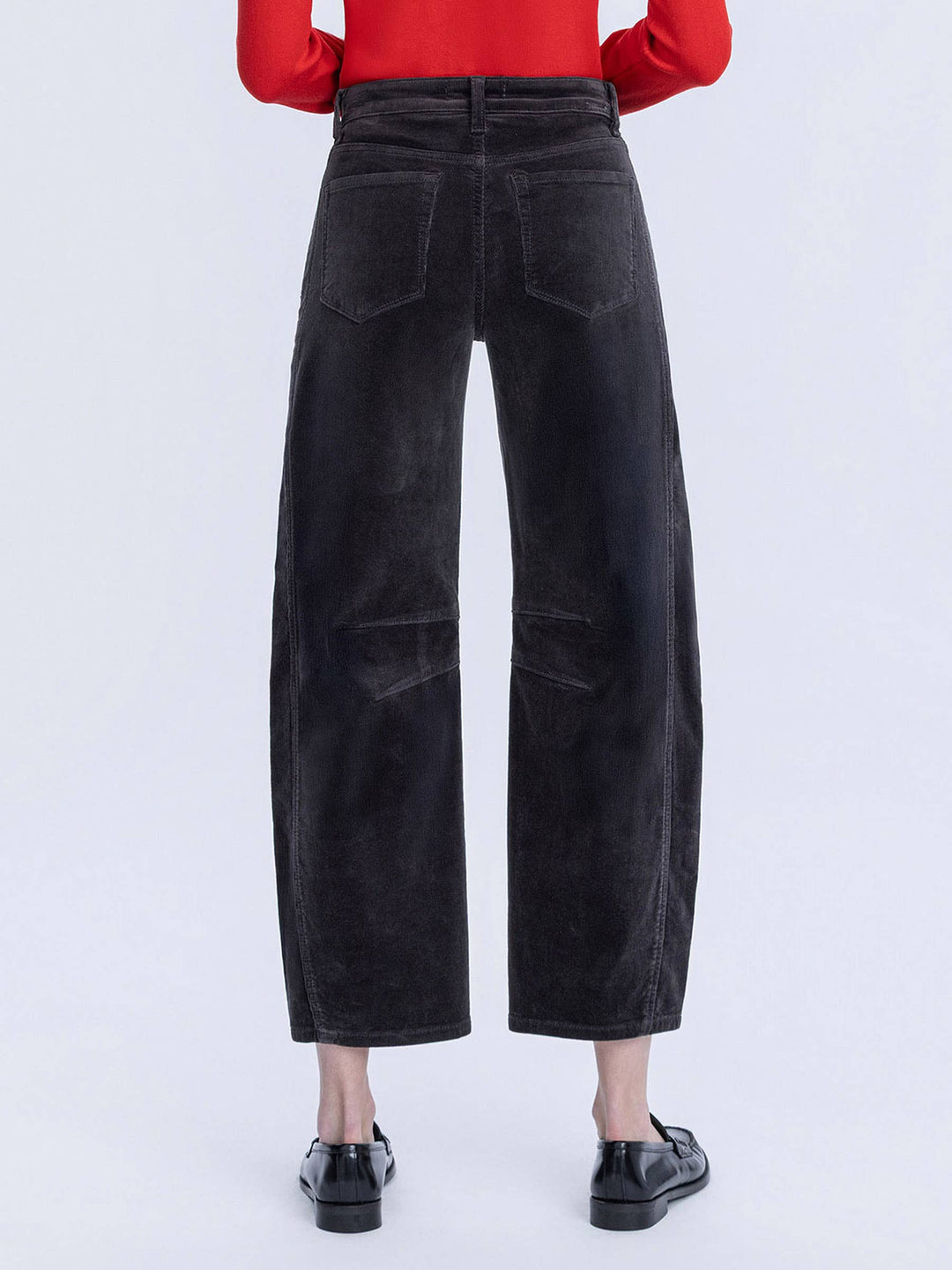 Katie Dark Grey Corduroy Barrel Pants by Vervet