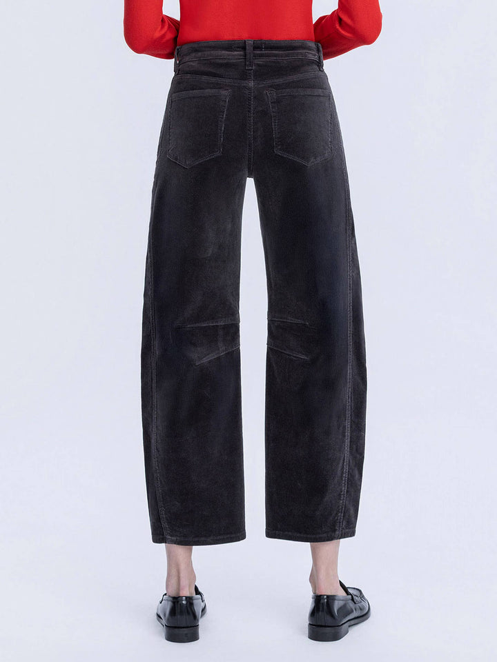 Katie Dark Grey Corduroy Barrel Pants by Vervet